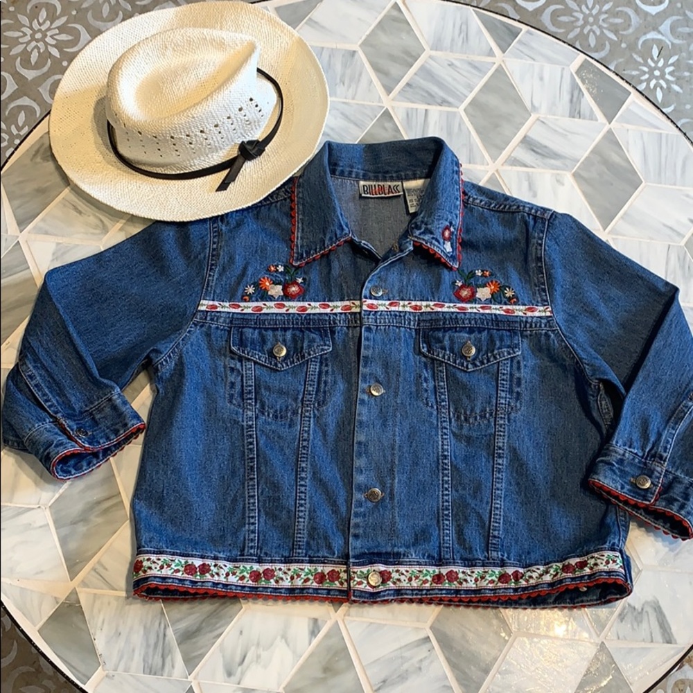 Bill Blass Vintage Embroidery Jeans Jacket